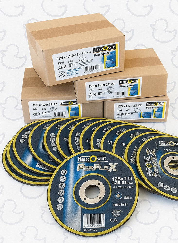 Boite de disques à tronçonner inox / métal FLEXOVIT Pro 125 mm (25 pcs)