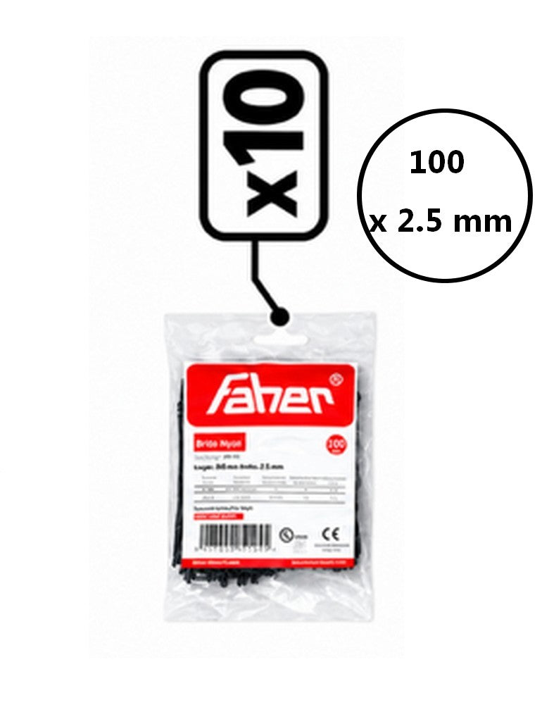 Colliers  de serrage nylon Type rilsan noir FAHER