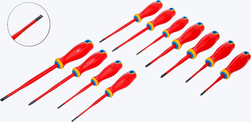 Jeu de tournevis isolée Bord amincie type Bornéo Isolé 1000v BGS